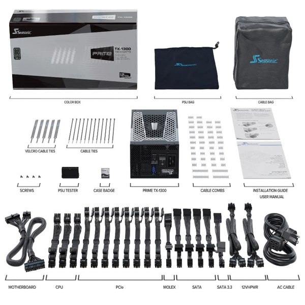Seasonic Prime Tx 1300 1300W Titanium Atx 3.0 Fully Modular Psu Power Supplies