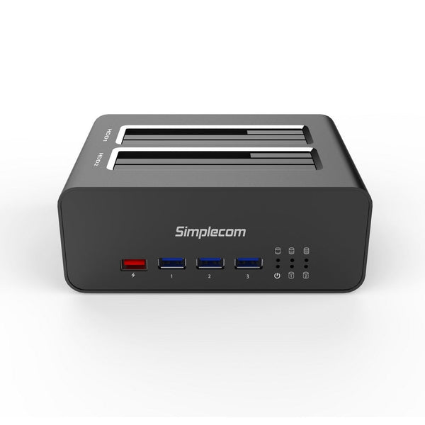 Simplecom Sd352 Usb 3.0 To Dual Sata Aluminium Docking Station With Port Hub And 1 2.1A Charger Drive Enclosures & Docks