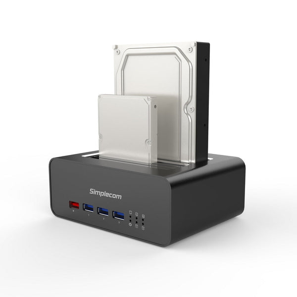 Simplecom Sd352 Usb 3.0 To Dual Sata Aluminium Docking Station With Port Hub And 1 2.1A Charger Drive Enclosures & Docks