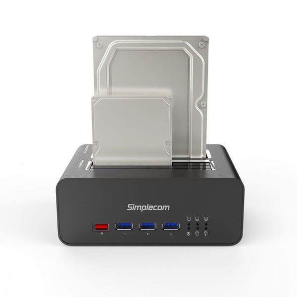 Simplecom Sd352 Usb 3.0 To Dual Sata Aluminium Docking Station With Port Hub And 1 2.1A Charger Drive Enclosures & Docks