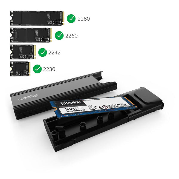 Simplecom Se504v2 Nvme / Sata Dual Protocol M.2 Ssd Usb C Enclosure Tool Free 3.2 Gen 10Gbps Drive Enclosures & Docks