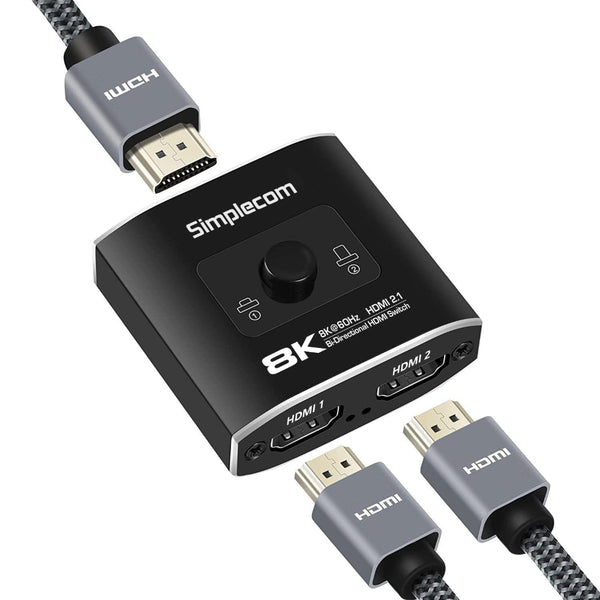Simplecom Cm302v2 Bi Directional Way Hdmi 2.1 Switch Selector 8K@60Hz Power Cables & Connectors