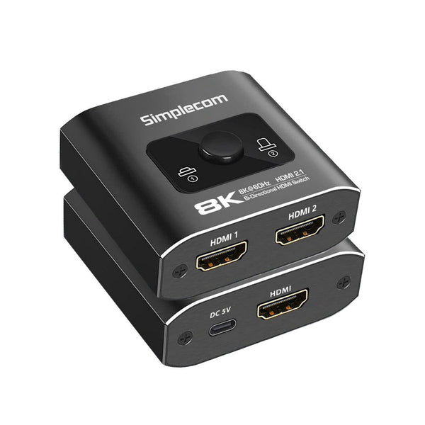 Simplecom Cm302v2 Bi Directional Way Hdmi 2.1 Switch Selector 8K@60Hz Power Cables & Connectors