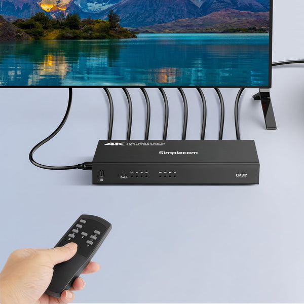 Simplecom Cm317 7 Port Hdmi 2.0 Switch With Remote In Out Splitter Hdcp 2.2 4K@60Hz Monitor/Av Cables & Adapters