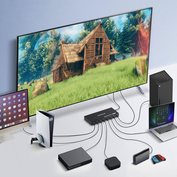 Simplecom Cm317 7 Port Hdmi 2.0 Switch With Remote In Out Splitter Hdcp 2.2 4K@60Hz Monitor/Av Cables & Adapters