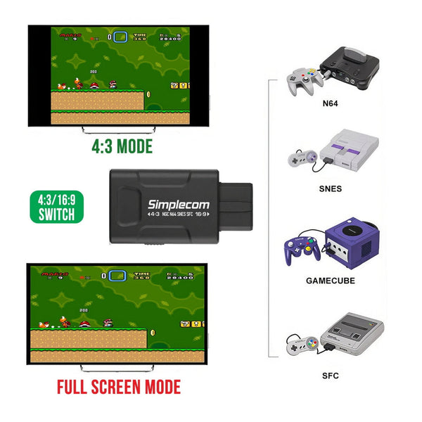 Simplecom Cm461v2 Hdmi Adapter Composite Av And S Video To Converter For Nintendo Ngc N64 Snes Sfc Monitor/Av Cables & Adapters