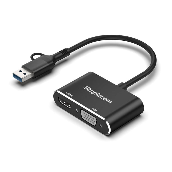 Simplecom Da326c Usb 3.0 And C To Hdmi + Vga Video Card Adapter Full 1080P Audio Cables & Adapters
