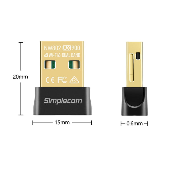 Simplecom Nw802 Ax900 Dual Band Wi Fi 6 Usb Wireless Nano Adapter Usb Wi Fi Adapters/Dongles