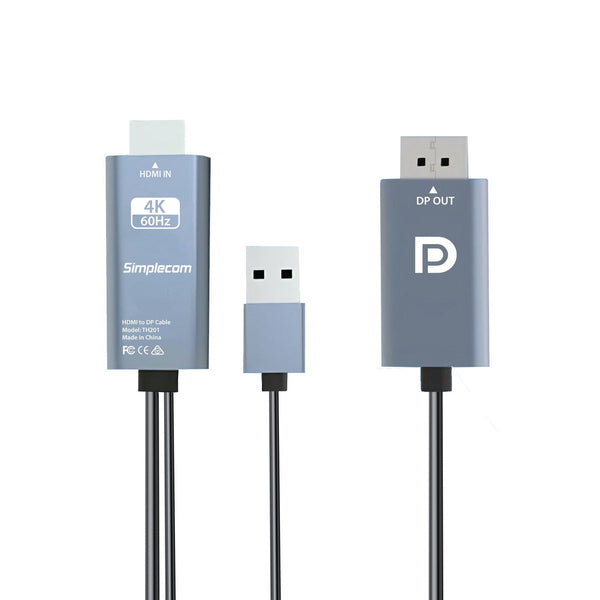 Simplecom Th201 Hdmi To Displayport Active Converter Cable 4K@60Hz Usb Powered 2M Monitor/Av Cables & Adapters