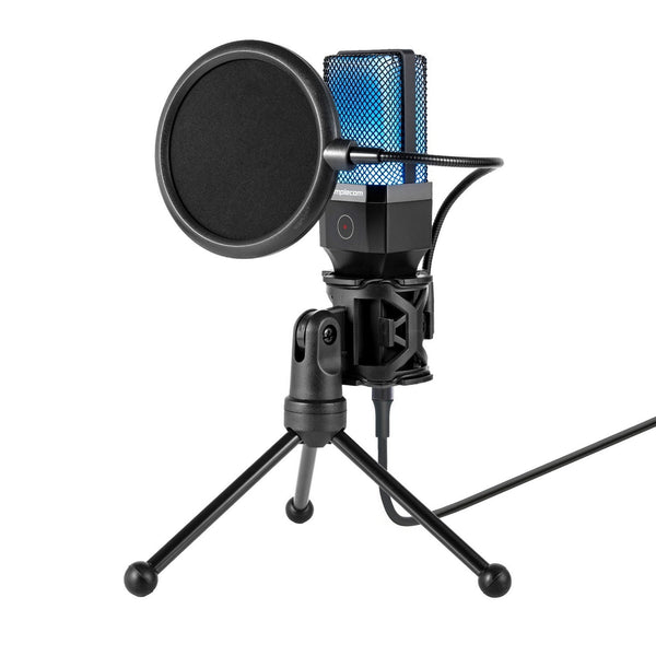 Simplecom Um650 Usb Cardioid Condenser Microphone Gaming Rgb Lights With Tripod & Pop Filter Microphones