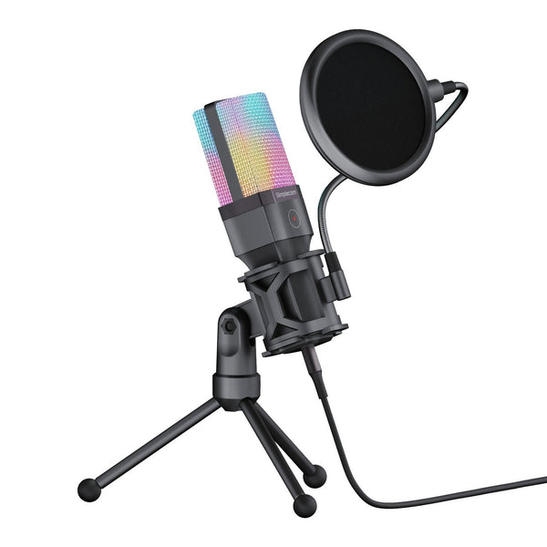Simplecom Um650 Usb Cardioid Condenser Microphone Gaming Rgb Lights With Tripod & Pop Filter Microphones