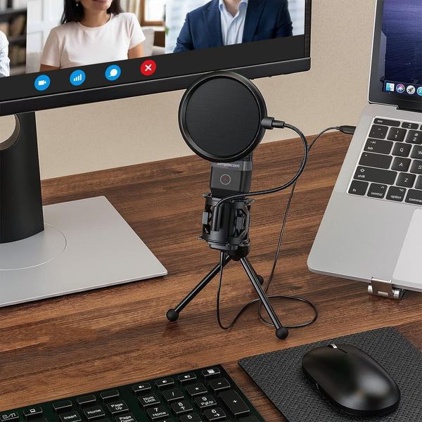 Simplecom Um650 Usb Cardioid Condenser Microphone Gaming Rgb Lights With Tripod & Pop Filter Microphones