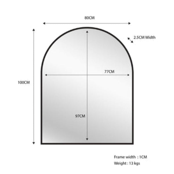 Small Black Metal Arch Mirror 80Cm X 100Cm Mirrors