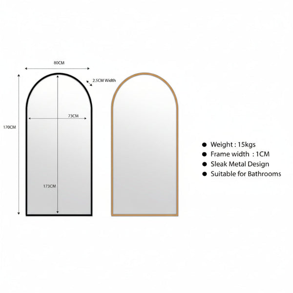 Metal Arch Mirror 80Cm X 170Cm Black Mirrors