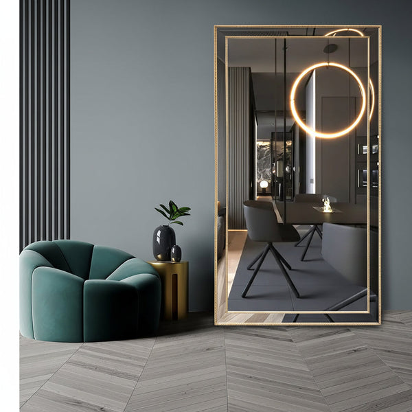 Gold Beaded Framed Mirror X Large 190Cm 100Cm Mirrors