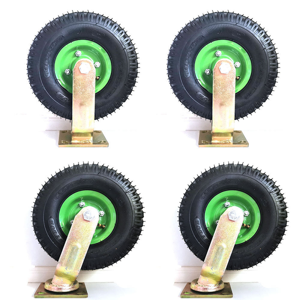 4X 10 Inch Swivel Castor Caster Pneumatic Tyres Wheels Trolley Cart Wheelbarrow Castor Wheels