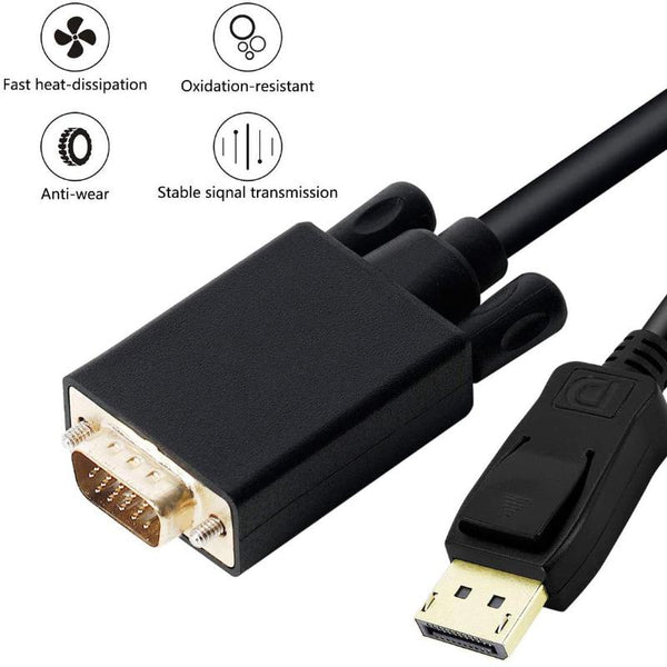1.8M Display Port Dp Male To Vga/M Cable Converter Connector Adaptor Monitor/Av Cables & Adapters
