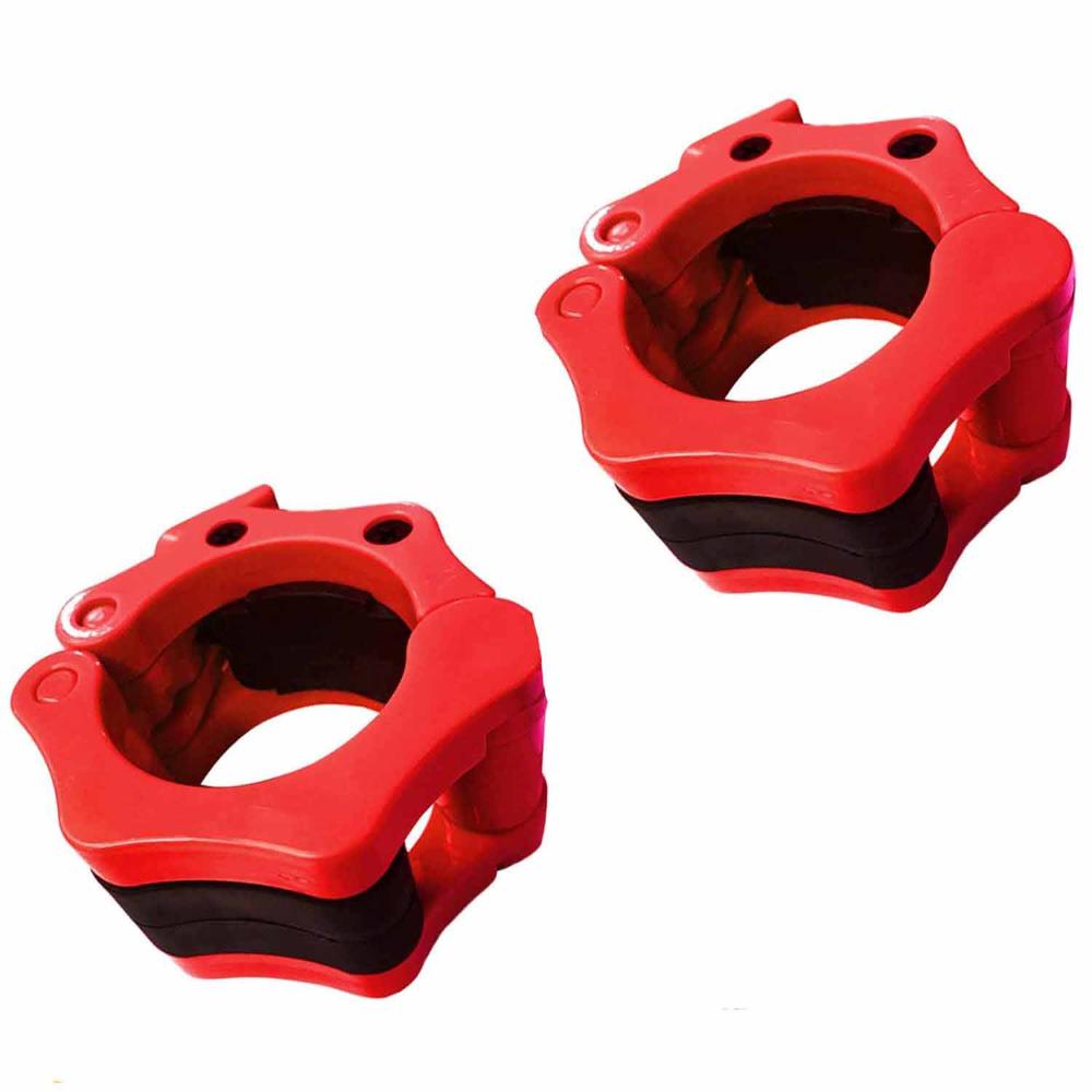 2Pcs 1In / 25Mm Dumbbell Clamps Barbell Collars Clips Plates Red Barbells & Attachments