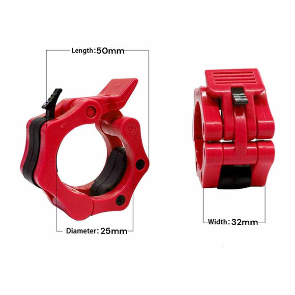 2Pcs 1In / 25Mm Dumbbell Clamps Barbell Collars Clips Plates Red Barbells & Attachments