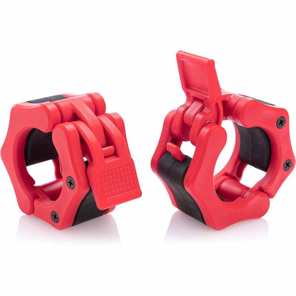 2Pcs 2In / 50Mm Olympic Dumbbell Clamps Barbell Collars Clips Plates Red Barbells & Attachments