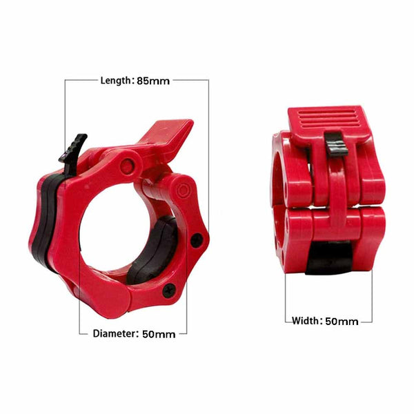 2Pcs 2In / 50Mm Olympic Dumbbell Clamps Barbell Collars Clips Plates Red Barbells & Attachments