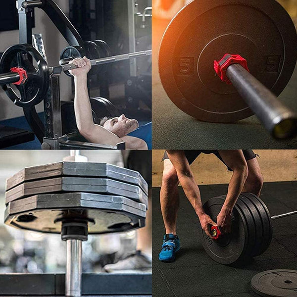 2Pcs 2In / 50Mm Olympic Dumbbell Clamps Barbell Collars Clips Plates Red Barbells & Attachments