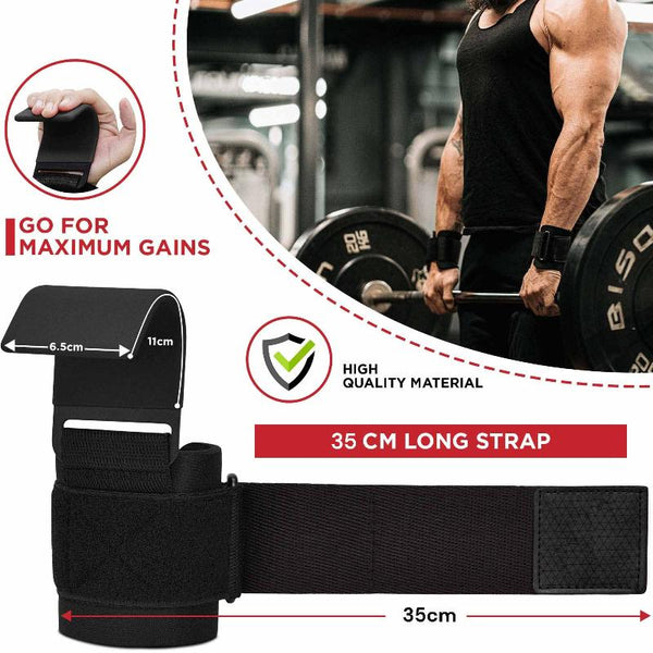 Pair Weight Lifting Hooks Straps Grip Wrist Wrap Support Powerlifting Deadlift Pull Up Gloves Straps & Hooks