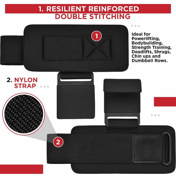 Pair Weight Lifting Hooks Straps Grip Wrist Wrap Support Powerlifting Deadlift Pull Up Gloves Straps & Hooks