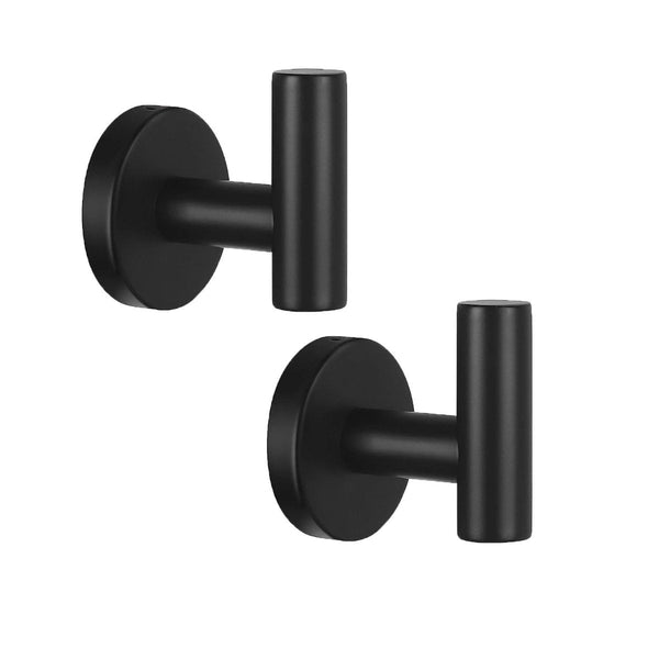 2 Pcs Wall Mount Bathroom Towel Hooks Holder Cloth Hanger Kitchen Door Black Wall Hooks & Hangers