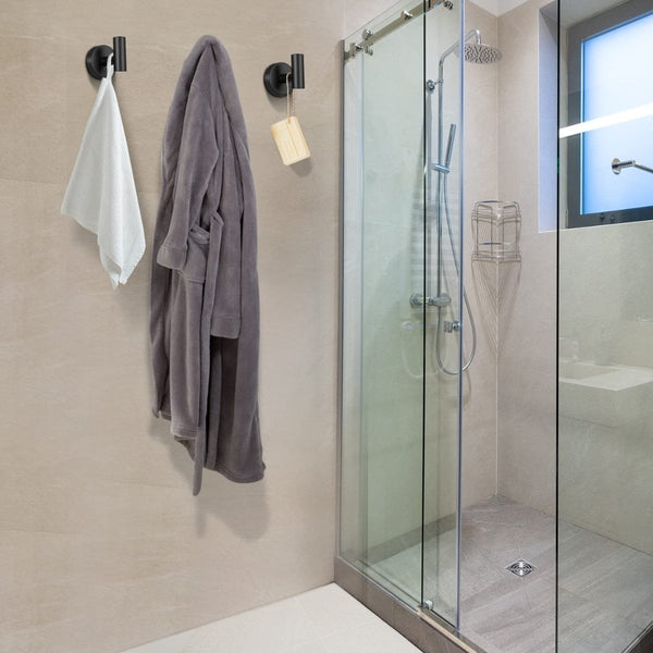 2 Pcs Wall Mount Bathroom Towel Hooks Holder Cloth Hanger Kitchen Door Black Wall Hooks & Hangers