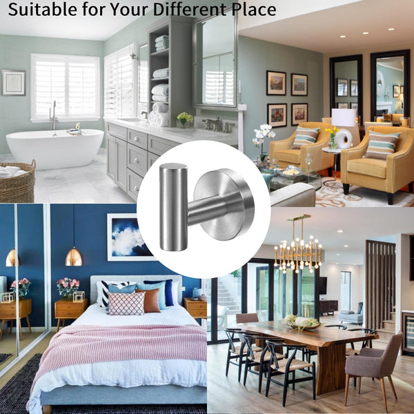 2 Pcs Wall Mount Bathroom Towel Hooks Holder Cloth Hanger Kitchen Door Brushed Nickel Wall Hooks & Hangers