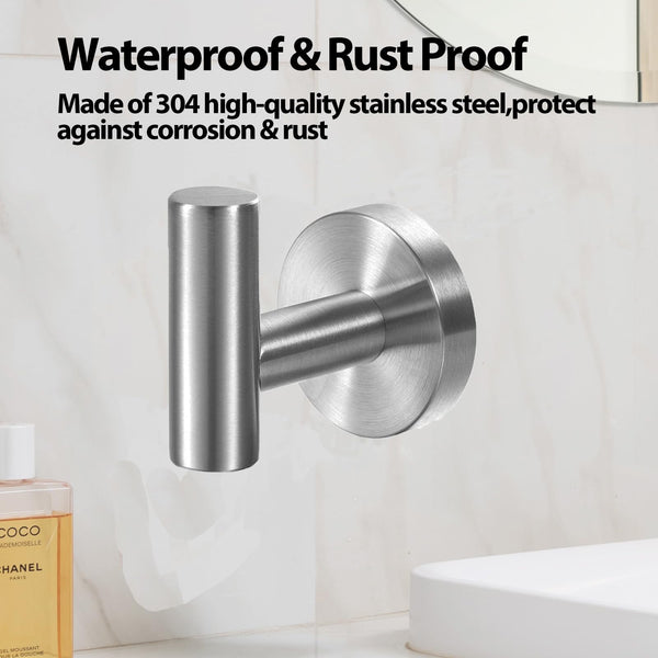 2 Pcs Wall Mount Bathroom Towel Hooks Holder Cloth Hanger Kitchen Door Brushed Nickel Wall Hooks & Hangers