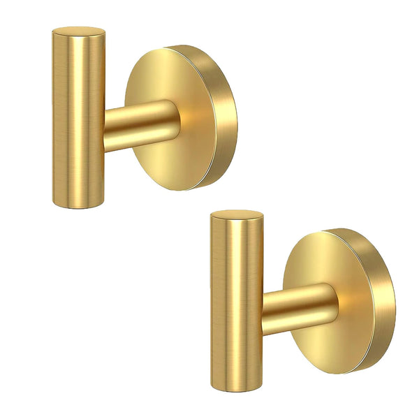 2 Pcs Wall Mount Bathroom Towel Hooks Holder Cloth Hanger Kitchen Door Gold Wall Hooks & Hangers