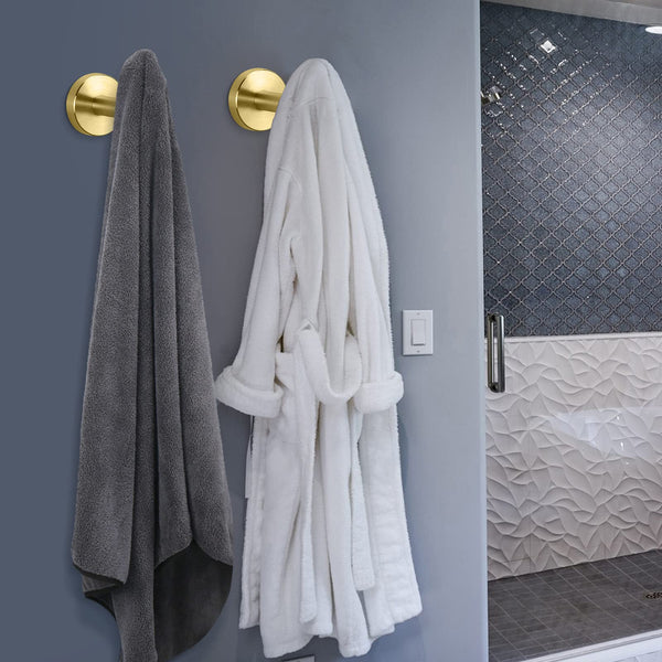 2 Pcs Wall Mount Bathroom Towel Hooks Holder Cloth Hanger Kitchen Door Gold Wall Hooks & Hangers