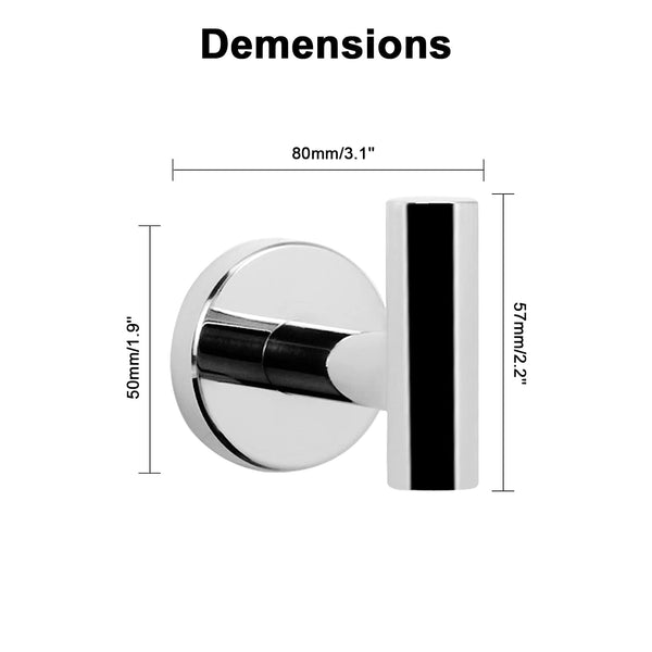 2 Pcs Wall Mount Bathroom Towel Hooks Holder Cloth Hanger Kitchen Door Poliched Chrome Wall Hooks & Hangers