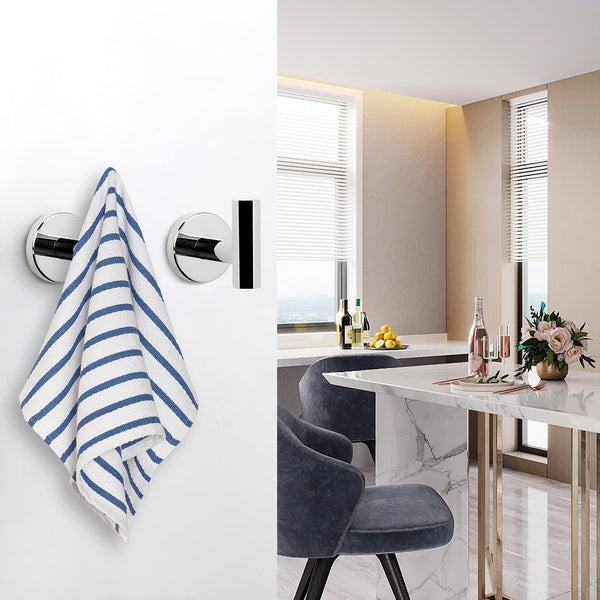 2 Pcs Wall Mount Bathroom Towel Hooks Holder Cloth Hanger Kitchen Door Poliched Chrome Wall Hooks & Hangers