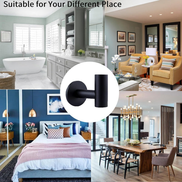 2 Pcs Wall Mount Self Adhesive Bathroom Towel Hooks Holder Cloth Hanger Door Black Wall Hooks & Hangers