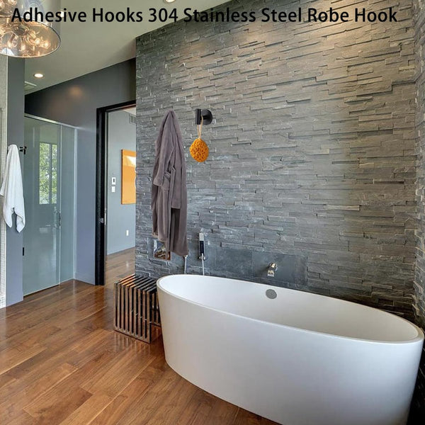 2 Pcs Wall Mount Self Adhesive Bathroom Towel Hooks Holder Cloth Hanger Door Black Wall Hooks & Hangers