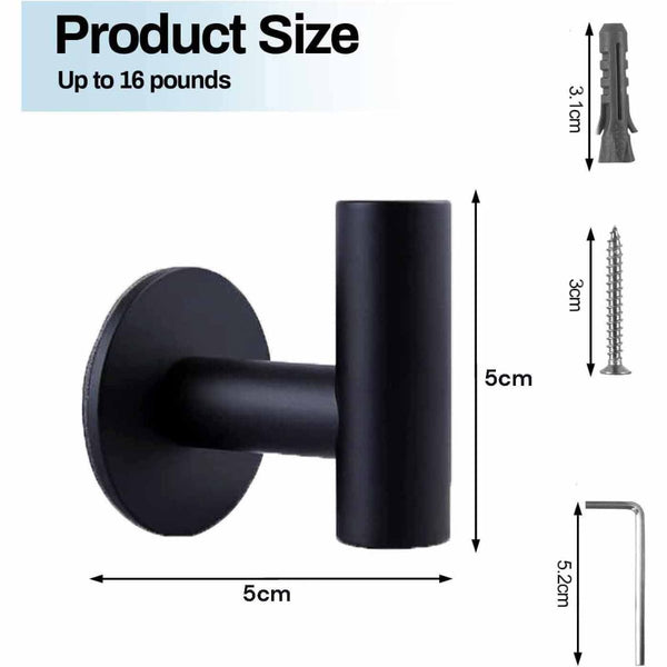 2 Pcs Wall Mount Self Adhesive Bathroom Towel Hooks Holder Cloth Hanger Door Black Wall Hooks & Hangers