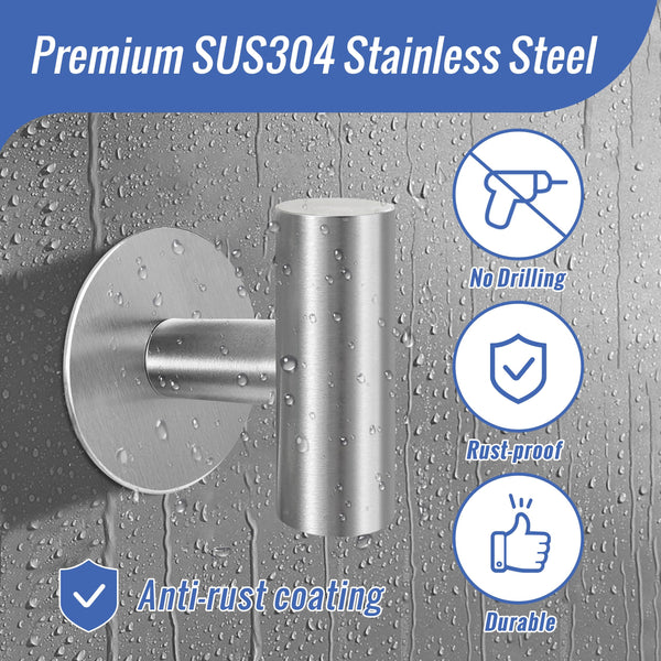 2 Pcs Wall Mount Self Adhesive Bathroom Towel Hooks Holder Cloth Hanger Door Brushed Nickel Wall Hooks & Hangers