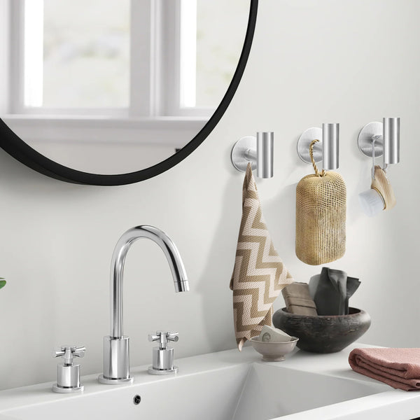 2 Pcs Wall Mount Self Adhesive Bathroom Towel Hooks Holder Cloth Hanger Door Brushed Nickel Wall Hooks & Hangers