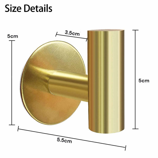 2 Pcs Wall Mount Self Adhesive Bathroom Towel Hooks Holder Cloth Hanger Door Gold Wall Hooks & Hangers