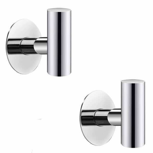 2 Pcs Wall Mount Self Adhesive Bathroom Towel Hooks Holder Cloth Hanger Door Poliched Chrome Wall Hooks & Hangers