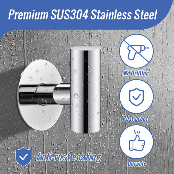 2 Pcs Wall Mount Self Adhesive Bathroom Towel Hooks Holder Cloth Hanger Door Poliched Chrome Wall Hooks & Hangers