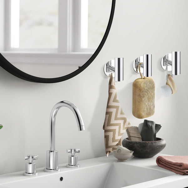 2 Pcs Wall Mount Self Adhesive Bathroom Towel Hooks Holder Cloth Hanger Door Poliched Chrome Wall Hooks & Hangers