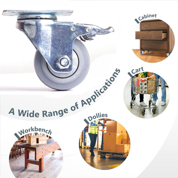 3 Inch Heavy Duty Caster Wheels Swivel With Brake Locking Casters Castor Cart Furniture Workbench Castor Wheels