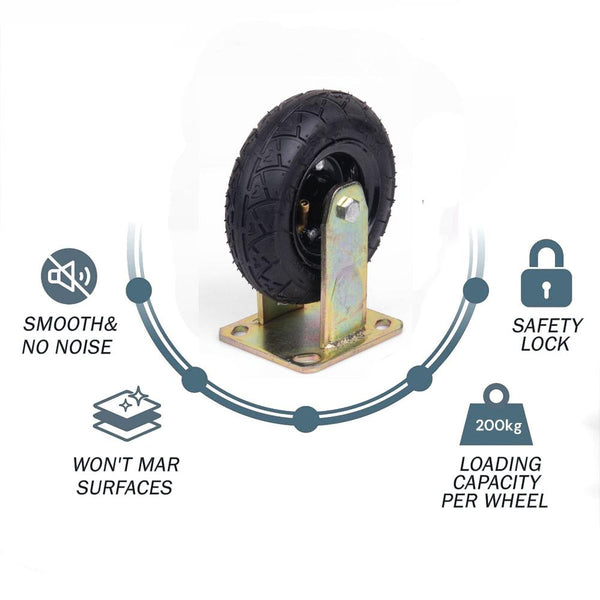 4X 6 Inch Castor Caster 2X Swivel Fixed Pneumatic Tyres Wheels Trolley Cart Wheelbarrow Castor Wheels