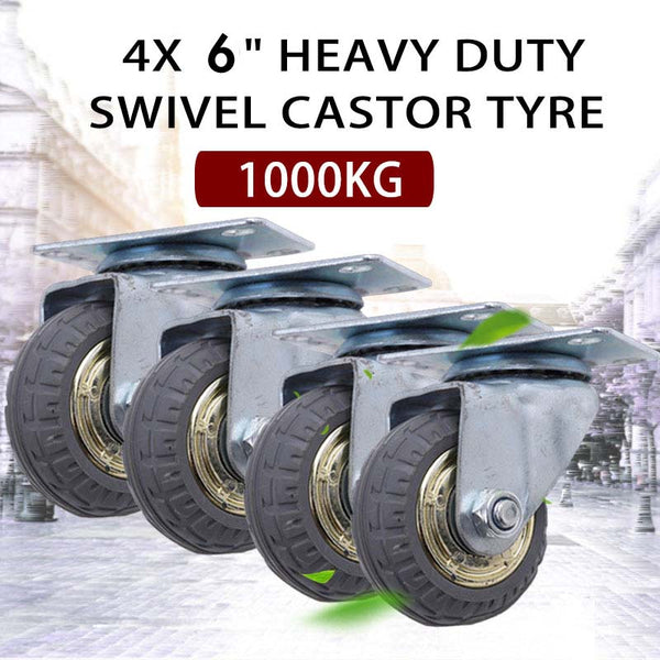 4X 6" 150Mm Heavy Duty Industrial Swivel Caster Wheels (2X + Fixed ) Castor 1000Kg Trolley Castor Wheels