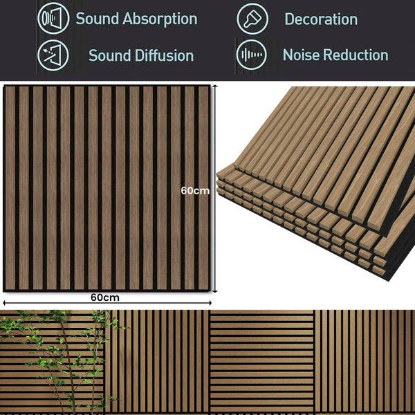 4 Pcs 60Cm X Wall Panel Wood Slat Acoustic Panels Sound Absorbing Proof For Ceiling Decorative Walnut Roof Sheets & Panels