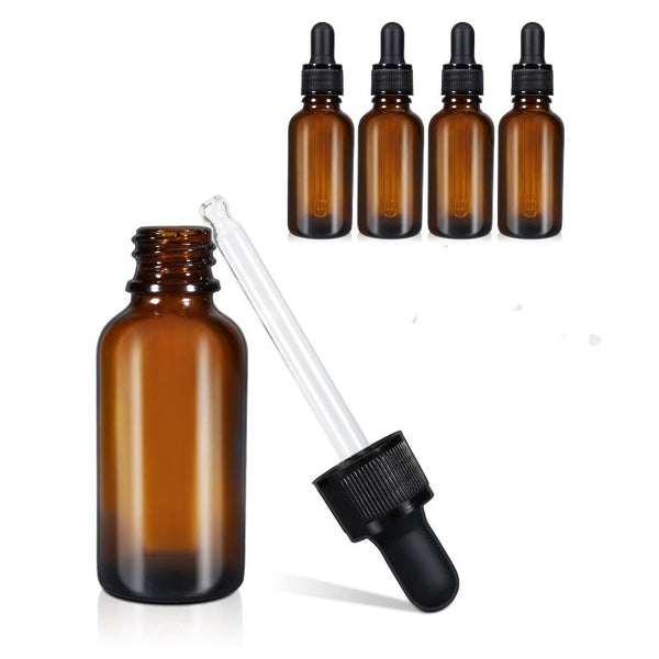 100Ml (5 Pack) Amber Glass Dropper Bottle Liquid Essential Oils Bottles Leakproof Tincture Travel Bottles & Containers